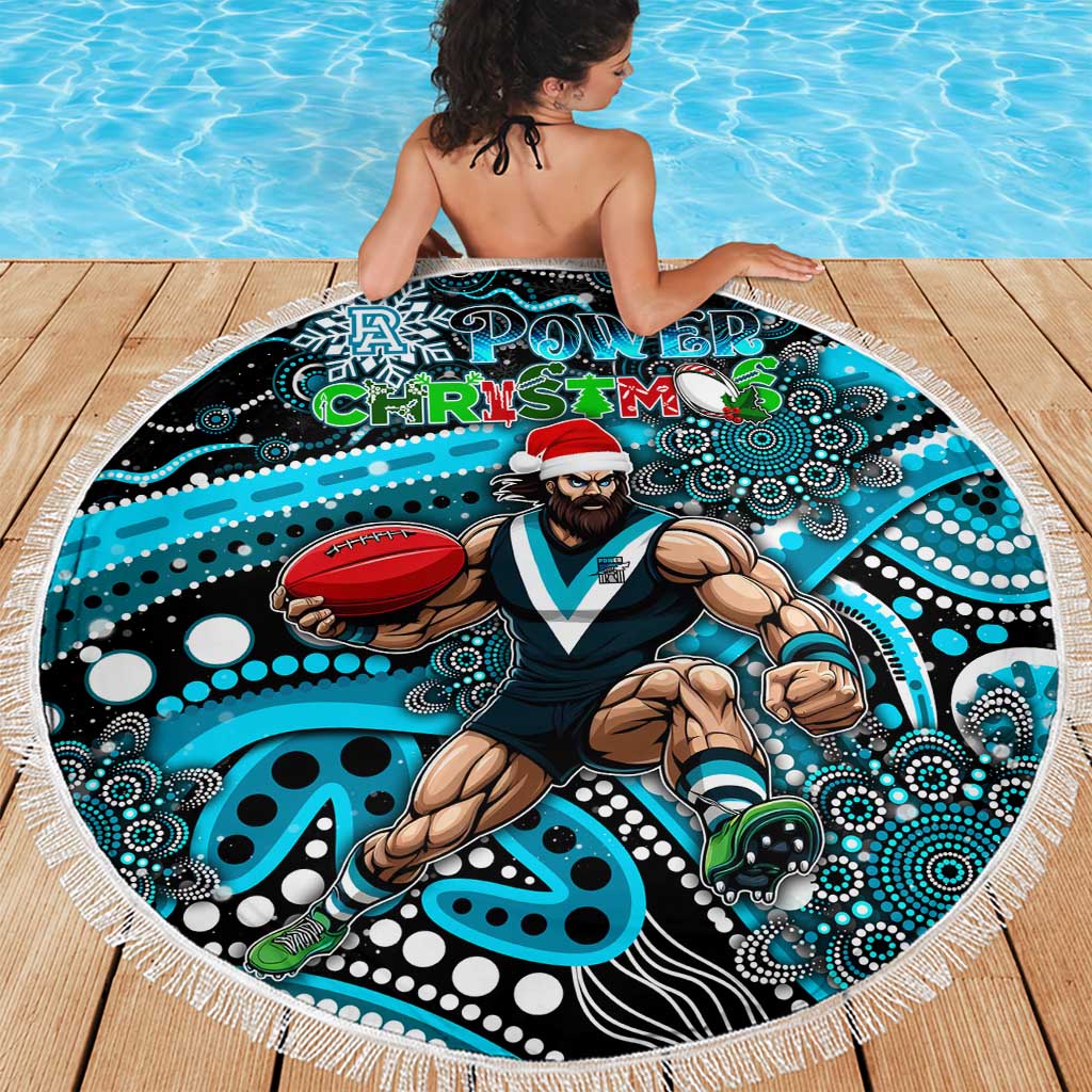 Merry Christmas AFL Power Beach Blanket Aboriginal Santa Football Mascot