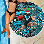 Merry Christmas AFL Power Beach Blanket Aboriginal Santa Football Mascot