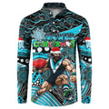 Merry Christmas AFL Power Button Sweatshirt Aboriginal Santa Football Mascot