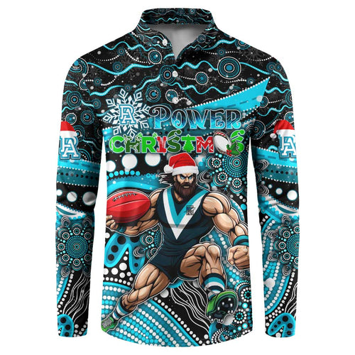 Merry Christmas AFL Power Button Sweatshirt Aboriginal Santa Football Mascot