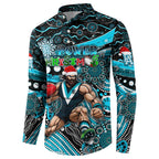 Merry Christmas AFL Power Button Sweatshirt Aboriginal Santa Football Mascot