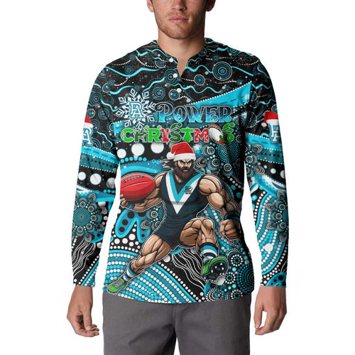 Merry Christmas AFL Power Button Sweatshirt Aboriginal Santa Football Mascot