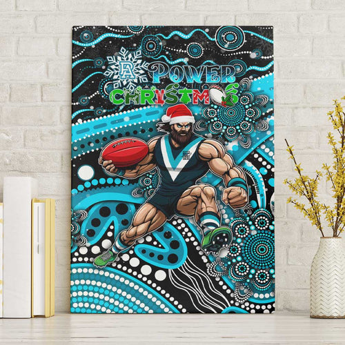 Merry Christmas AFL Power Canvas Wall Art Aboriginal Santa Football Mascot