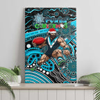 Merry Christmas AFL Power Canvas Wall Art Aboriginal Santa Football Mascot