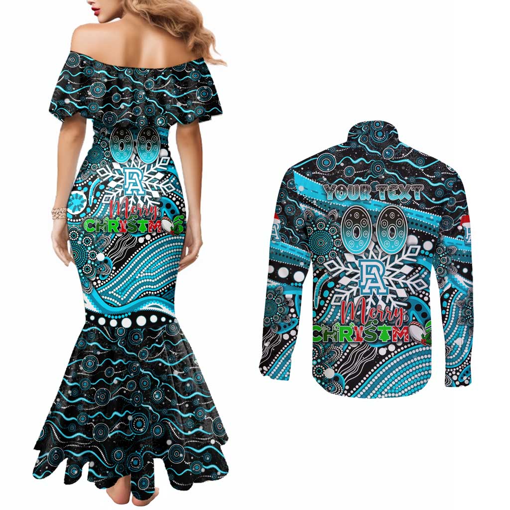 Merry Christmas AFL Power Couples Matching Mermaid Dress and Long Sleeve Button Shirt Aboriginal Santa Football Mascot