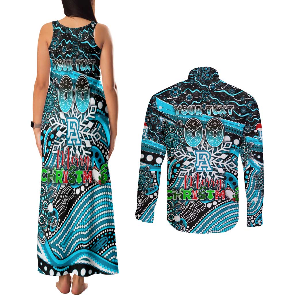 Merry Christmas AFL Power Couples Matching Tank Maxi Dress and Long Sleeve Button Shirt Aboriginal Santa Football Mascot