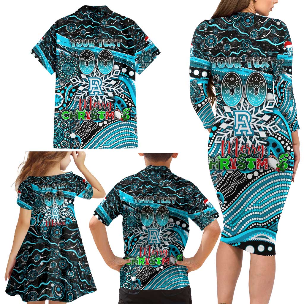 Merry Christmas AFL Power Family Matching Long Sleeve Bodycon Dress and Hawaiian Shirt Aboriginal Santa Football Mascot