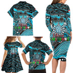 Merry Christmas AFL Power Family Matching Long Sleeve Bodycon Dress and Hawaiian Shirt Aboriginal Santa Football Mascot