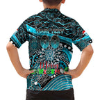 Merry Christmas AFL Power Family Matching Off Shoulder Maxi Dress and Hawaiian Shirt Aboriginal Santa Football Mascot