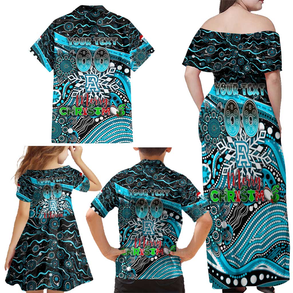 Merry Christmas AFL Power Family Matching Off Shoulder Maxi Dress and Hawaiian Shirt Aboriginal Santa Football Mascot