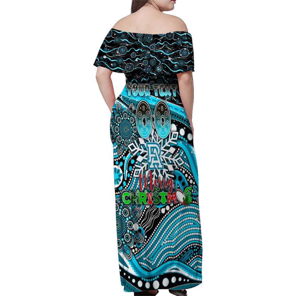 Merry Christmas AFL Power Family Matching Off Shoulder Maxi Dress and Hawaiian Shirt Aboriginal Santa Football Mascot
