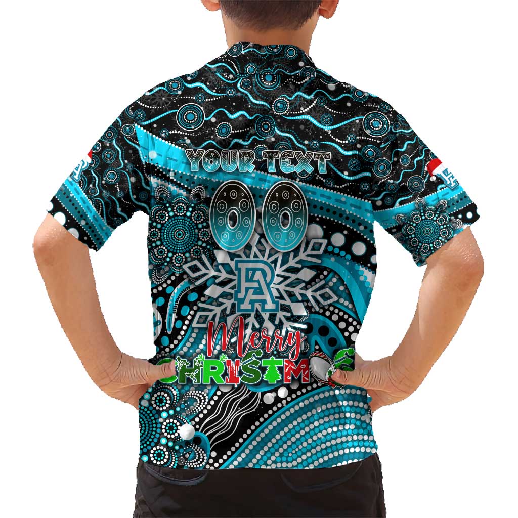 Merry Christmas AFL Power Family Matching Off Shoulder Short Dress and Hawaiian Shirt Aboriginal Santa Football Mascot