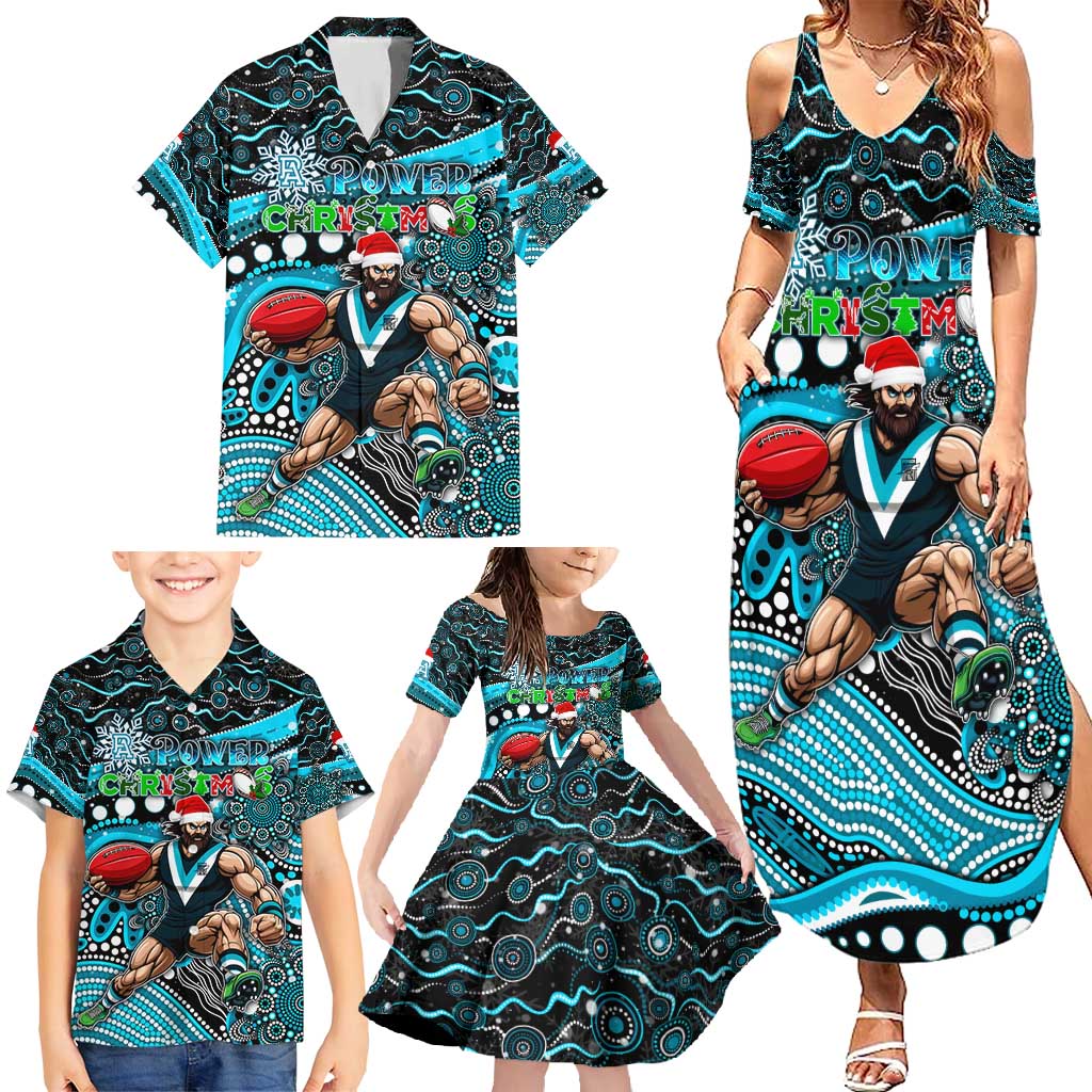 Merry Christmas AFL Power Family Matching Summer Maxi Dress and Hawaiian Shirt Aboriginal Santa Football Mascot