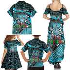 Merry Christmas AFL Power Family Matching Summer Maxi Dress and Hawaiian Shirt Aboriginal Santa Football Mascot