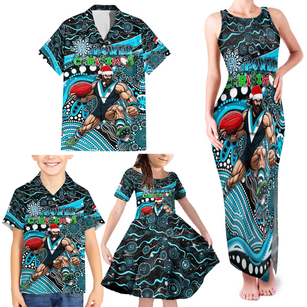 Merry Christmas AFL Power Family Matching Tank Maxi Dress and Hawaiian Shirt Aboriginal Santa Football Mascot