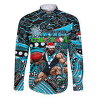 Merry Christmas AFL Power Family Matching Tank Maxi Dress and Hawaiian Shirt Aboriginal Santa Football Mascot