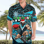 Merry Christmas AFL Power Hawaiian Shirt Aboriginal Santa Football Mascot