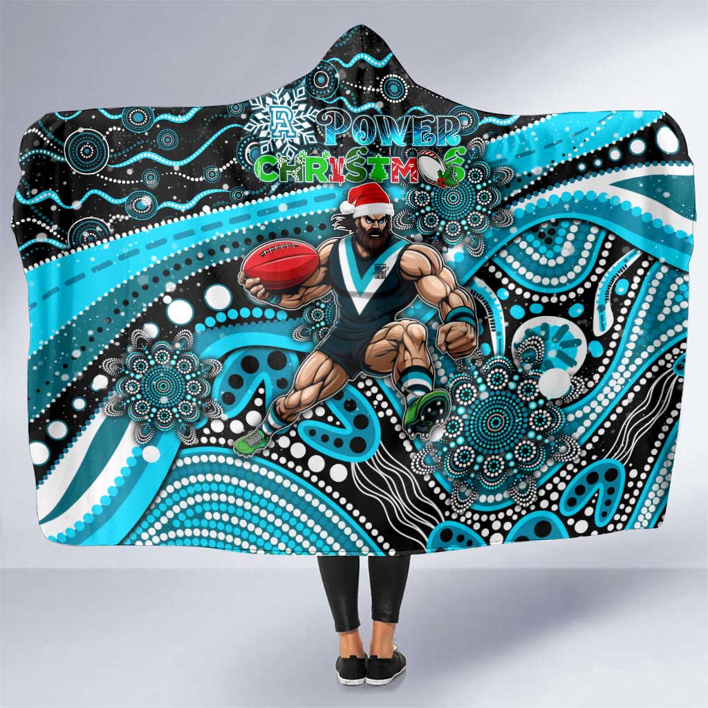 Merry Christmas AFL Power Hooded Blanket Aboriginal Santa Football Mascot