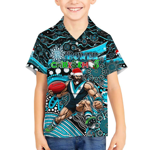 Merry Christmas AFL Power Kid Hawaiian Shirt Aboriginal Santa Football Mascot