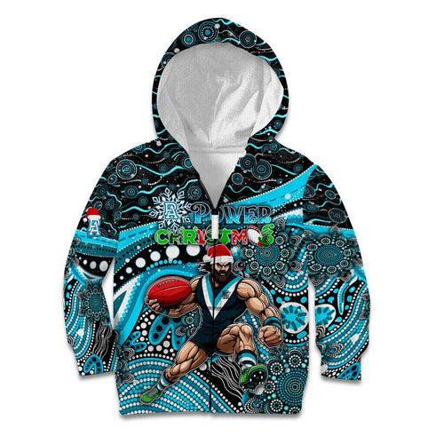 Merry Christmas AFL Power Kid Hoodie Aboriginal Santa Football Mascot