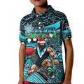 Merry Christmas AFL Power Kid Polo Shirt Aboriginal Santa Football Mascot
