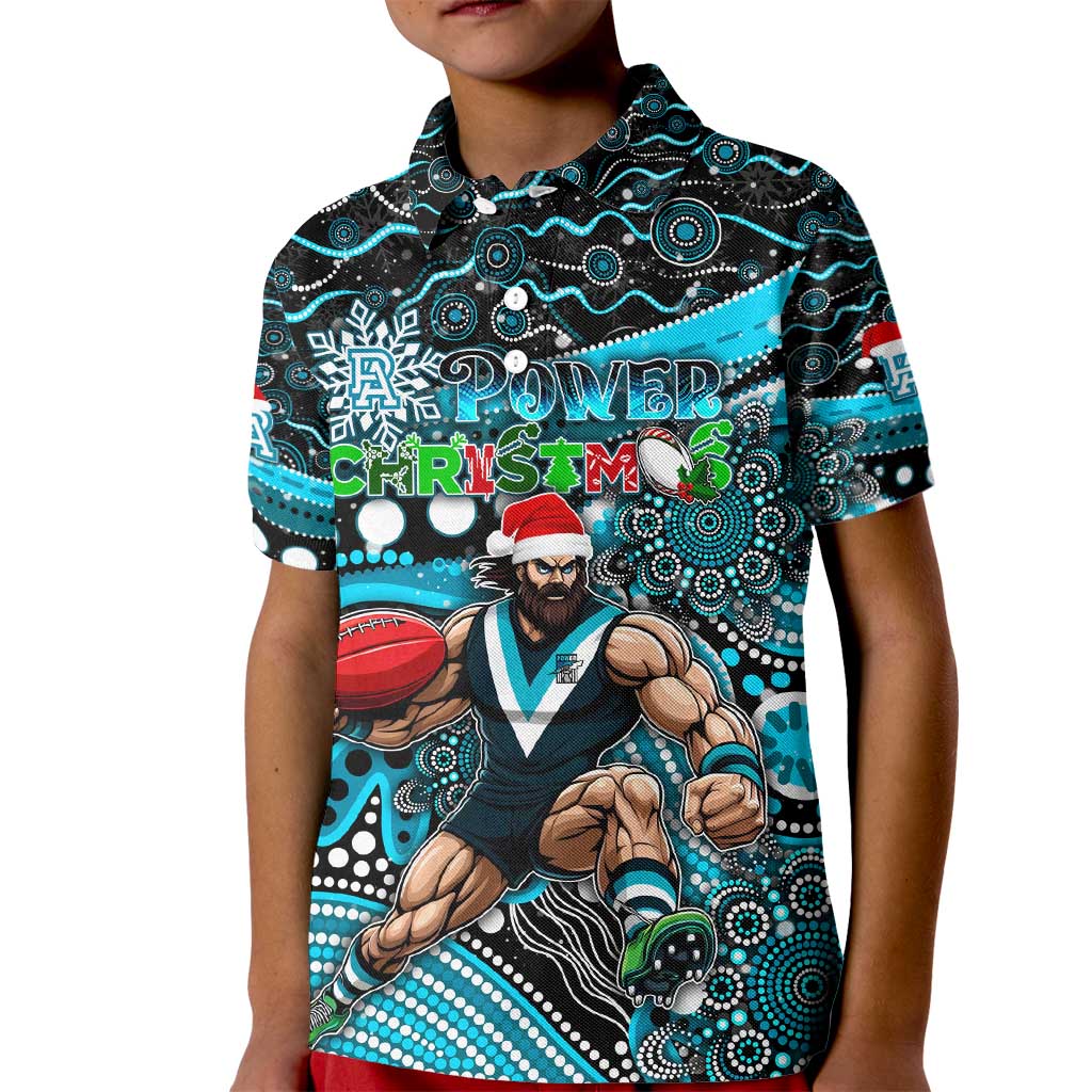 Merry Christmas AFL Power Kid Polo Shirt Aboriginal Santa Football Mascot