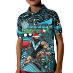Merry Christmas AFL Power Kid Polo Shirt Aboriginal Santa Football Mascot