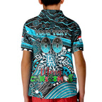 Merry Christmas AFL Power Kid Polo Shirt Aboriginal Santa Football Mascot
