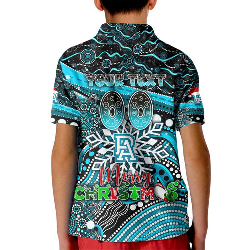 Merry Christmas AFL Power Kid Polo Shirt Aboriginal Santa Football Mascot
