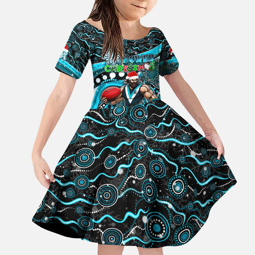 Merry Christmas AFL Power Kid Short Sleeve Dress Aboriginal Santa Football Mascot