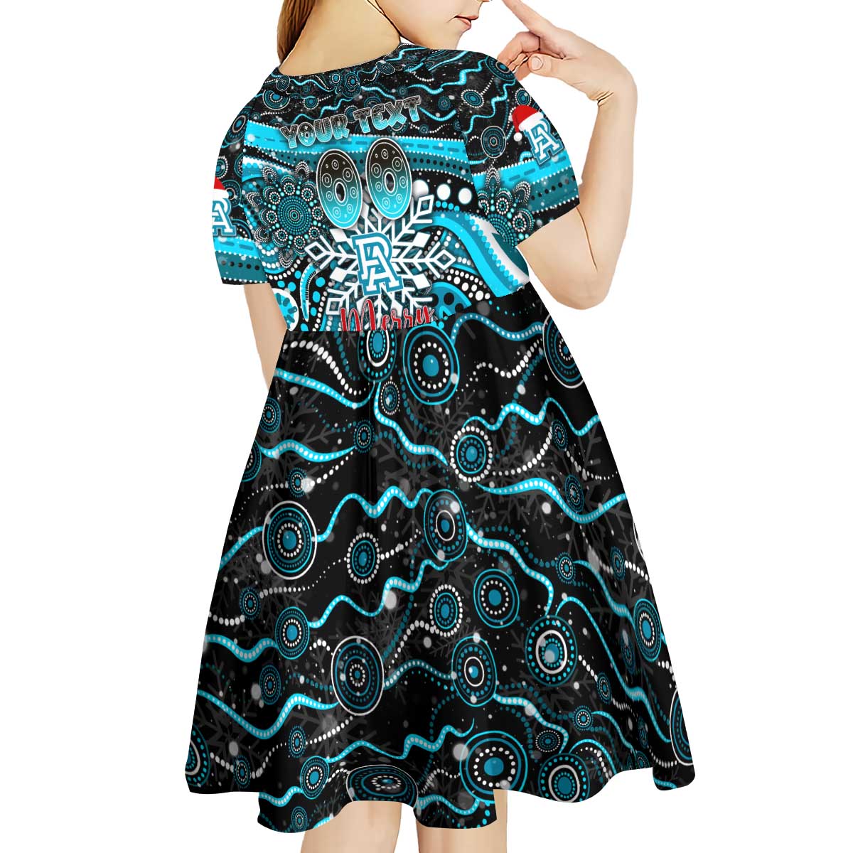Merry Christmas AFL Power Kid Short Sleeve Dress Aboriginal Santa Football Mascot