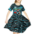 Merry Christmas AFL Power Kid Short Sleeve Dress Aboriginal Santa Football Mascot