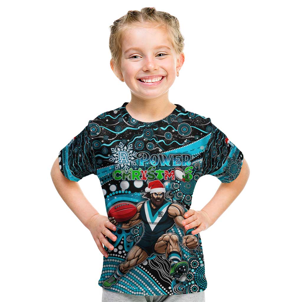 Merry Christmas AFL Power Kid T Shirt Aboriginal Santa Football Mascot