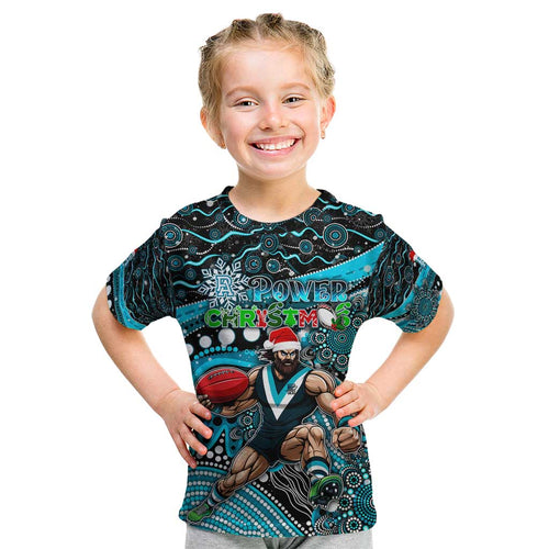 Merry Christmas AFL Power Kid T Shirt Aboriginal Santa Football Mascot