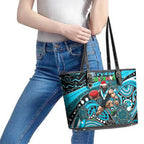 Merry Christmas AFL Power Leather Tote Bag Aboriginal Santa Football Mascot