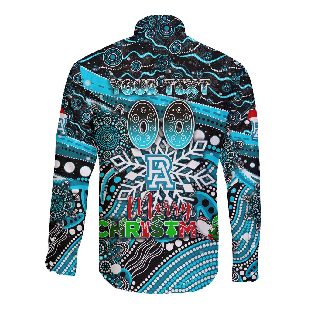 Merry Christmas AFL Power Long Sleeve Button Shirt Aboriginal Santa Football Mascot