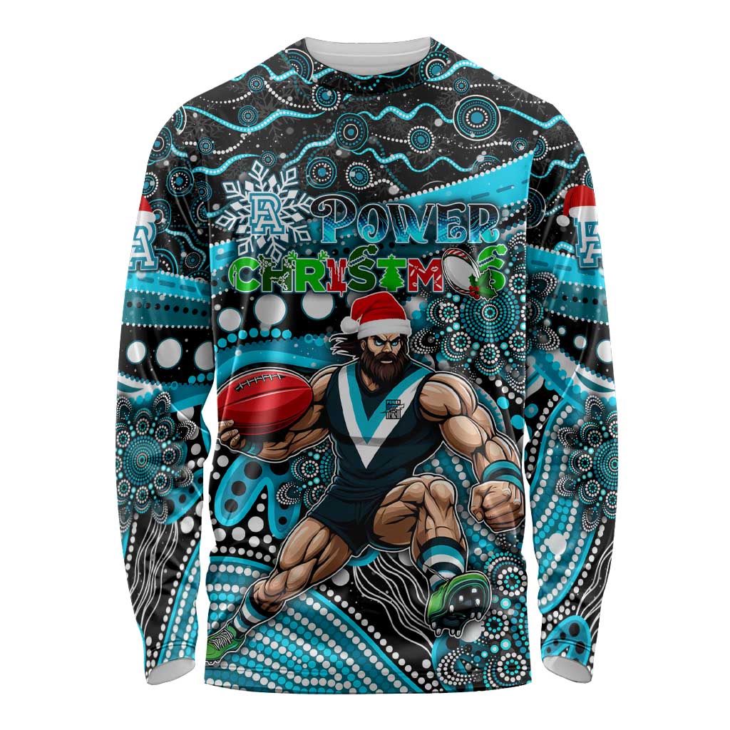 Merry Christmas AFL Power Long Sleeve Shirt Aboriginal Santa Football Mascot
