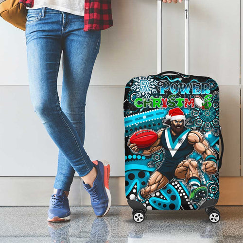 Merry Christmas AFL Power Luggage Cover Aboriginal Santa Football Mascot