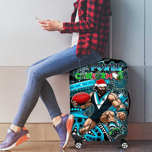 Merry Christmas AFL Power Luggage Cover Aboriginal Santa Football Mascot