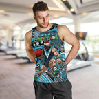 Merry Christmas AFL Power Men Tank Top Aboriginal Santa Football Mascot