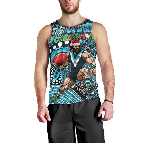 Merry Christmas AFL Power Men Tank Top Aboriginal Santa Football Mascot