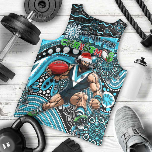 Merry Christmas AFL Power Men Tank Top Aboriginal Santa Football Mascot