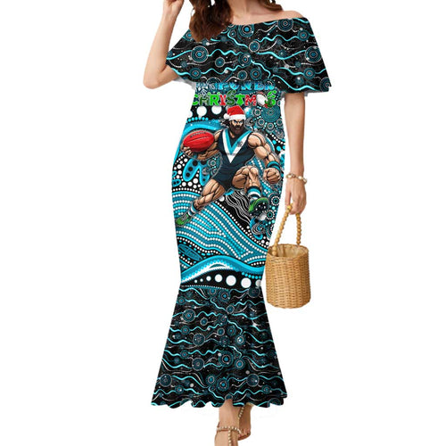 Merry Christmas AFL Power Mermaid Dress Aboriginal Santa Football Mascot