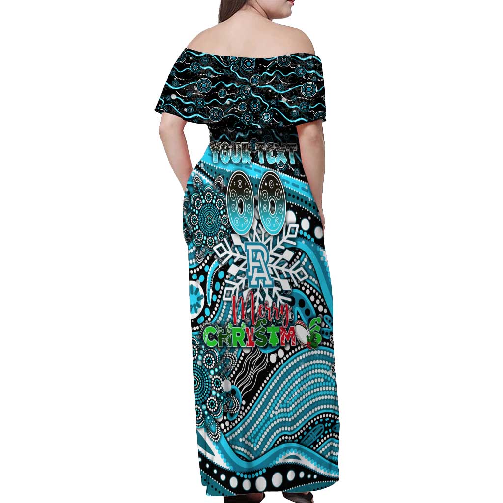 Merry Christmas AFL Power Off Shoulder Maxi Dress Aboriginal Santa Football Mascot