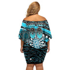 Merry Christmas AFL Power Off Shoulder Short Dress Aboriginal Santa Football Mascot
