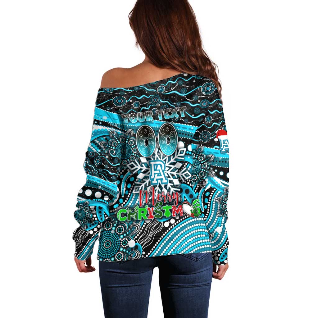 Merry Christmas AFL Power Off Shoulder Sweater Aboriginal Santa Football Mascot