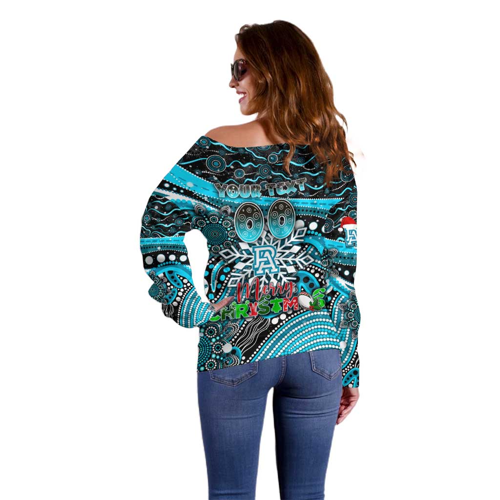 Merry Christmas AFL Power Off Shoulder Sweater Aboriginal Santa Football Mascot