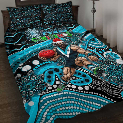 Merry Christmas AFL Power Quilt Bed Set Aboriginal Santa Football Mascot