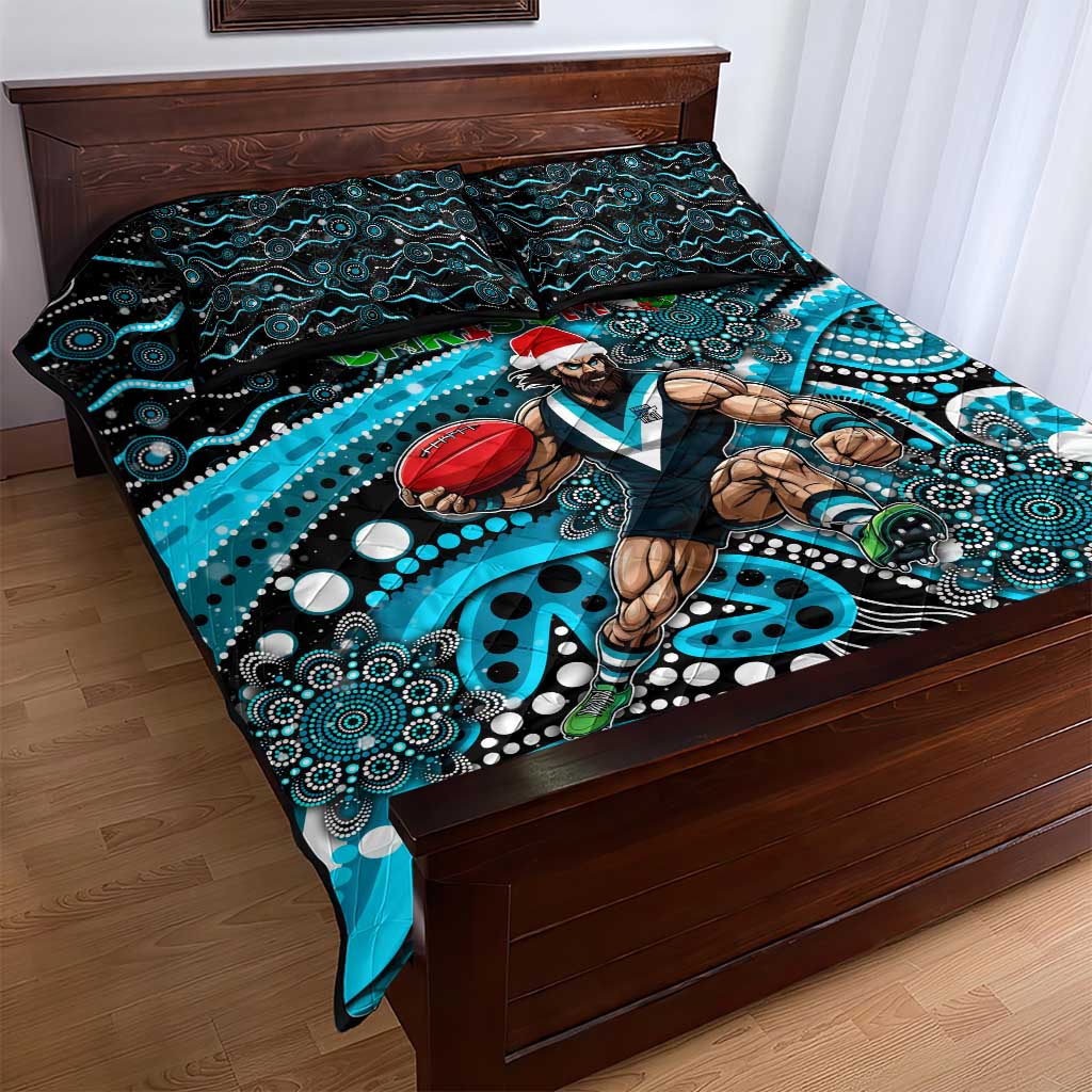 Merry Christmas AFL Power Quilt Bed Set Aboriginal Santa Football Mascot