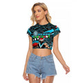 Merry Christmas AFL Power Raglan Cropped T Shirt Aboriginal Santa Football Mascot